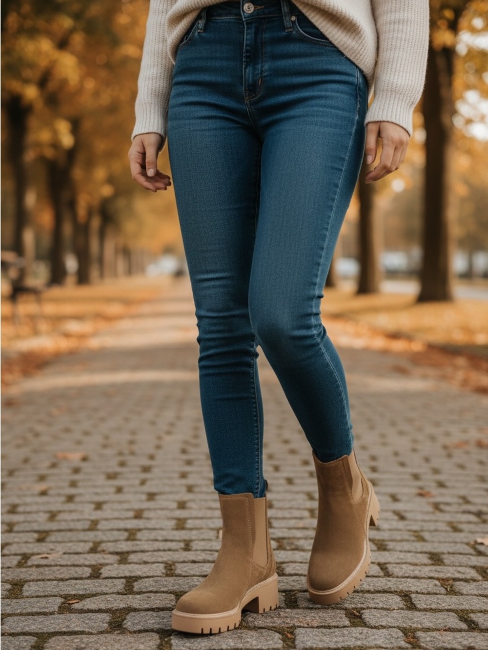 Dolce Vita Tan Suede Chelsea Lug Ankle Boots